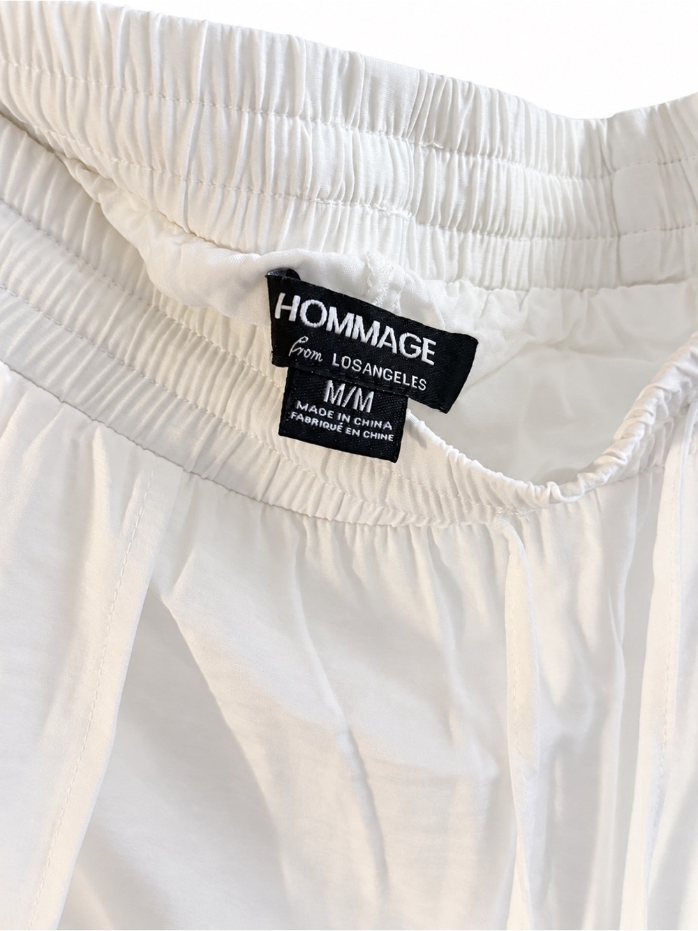 HOMMAGE White Wide Leg Drawstring Pants Size Medium - Picture 4 of 4